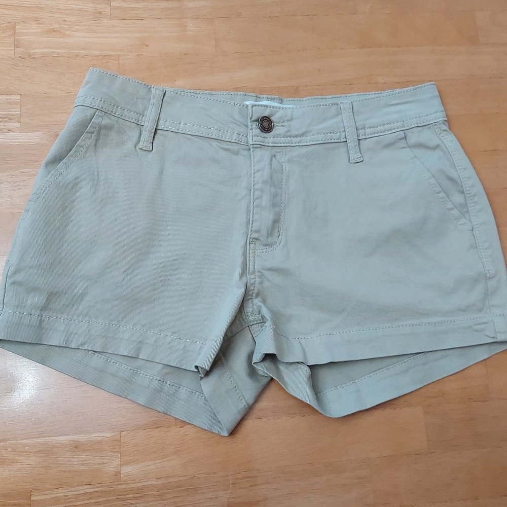 KanCan Women Shorts Front Pocket, Button Zipper Closure Cotton Beige Small